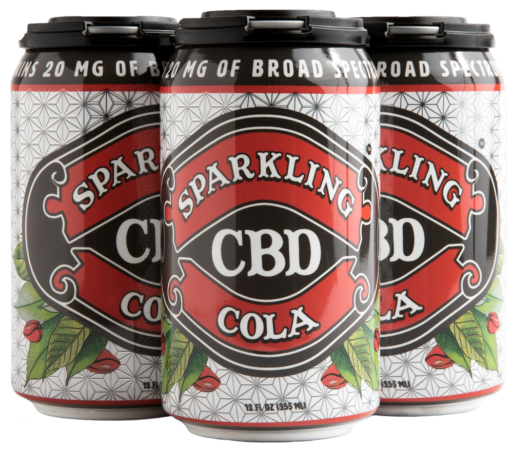 Four-pack of Sparkling CBD Cola cans from Colorado's Best Drinks
