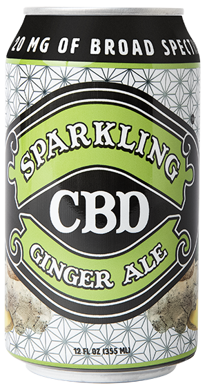 Sparkling CBD Ginger Ale can with ginger root illustration